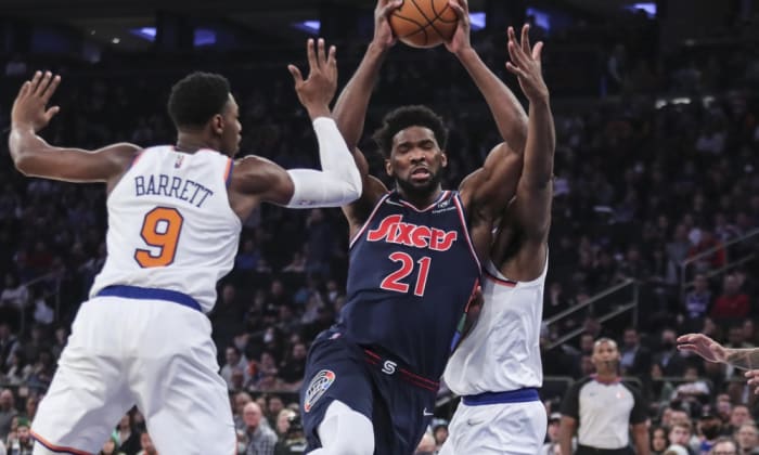 Philadelphia 76ers center Joel Embiid (21) is one of the best big men in the NBA and would be a huge asset for any team that was to trade for him